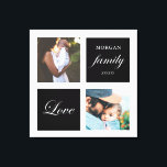 modern familiefotogram fotopastel canvas afdruk<br><div class="desc">Het kleurenpalet van het deeg twee foto aangepaste muurkunst met elegant manuscript "liefde"en "familie"en uw eigen monogram en datum. Prachtige persoonlijke decor-accenten</div>