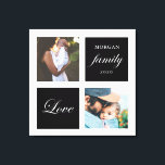 modern familiefotogram fotopastel canvas afdruk<br><div class="desc">Het kleurenpalet van het deeg twee foto aangepaste muurkunst met elegant manuscript "liefde"en "familie"en uw eigen monogram en datum. Prachtige persoonlijke decor-accenten</div>