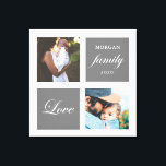 modern familiefotogram fotopastel canvas afdruk<br><div class="desc">Het kleurenpalet van het deeg twee foto aangepaste muurkunst met elegant manuscript "liefde"en "familie"en uw eigen monogram en datum. Prachtige persoonlijke decor-accenten</div>