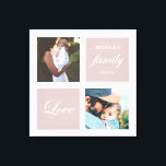 modern familiefotogram fotopastel canvas afdruk<br><div class="desc">Het kleurenpalet van het deeg twee foto aangepaste muurkunst met elegant manuscript "liefde"en "familie"en uw eigen monogram en datum. Prachtige persoonlijke decor-accenten</div>