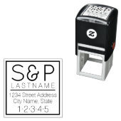 Modern familiemonogram en retouradres zelfinktende stempel (In situ)