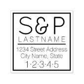 Modern familiemonogram en retouradres zelfinktende stempel (Design)