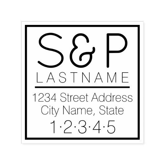 Modern familiemonogram en retouradres  zelfinktende stempel (Design)
