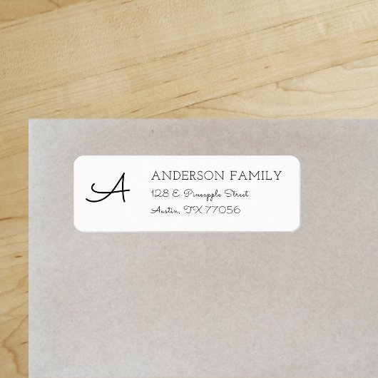 Modern Familiemonogram Retouradres Etiket