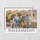 Modern Familieportret Aangepaste Achternaam Kerstm Feestdagenkaart (Voorkant / Achterkant)