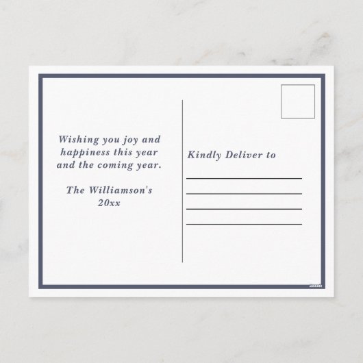 Modern Familieportret Aangepaste Achternaam Kerstm Feestdagenkaart (Achterkant)