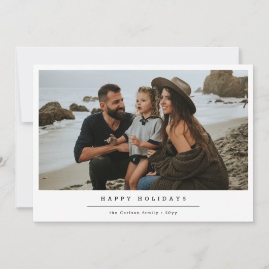 Modern familieportret Kuststrand Kerstmis Feestdagenkaart (Voorkant)