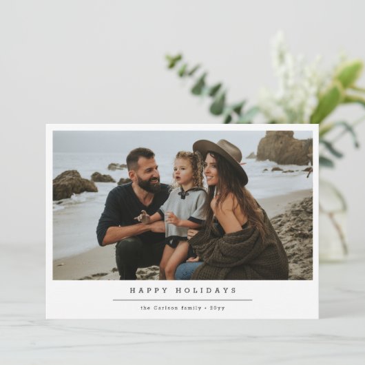 Modern familieportret Kuststrand Kerstmis Feestdagenkaart (Staand voorkant)