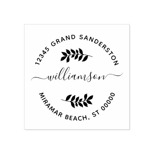 Modern familieremmer Stamp Greenery Leaf Rubberstempel (Afrduk)