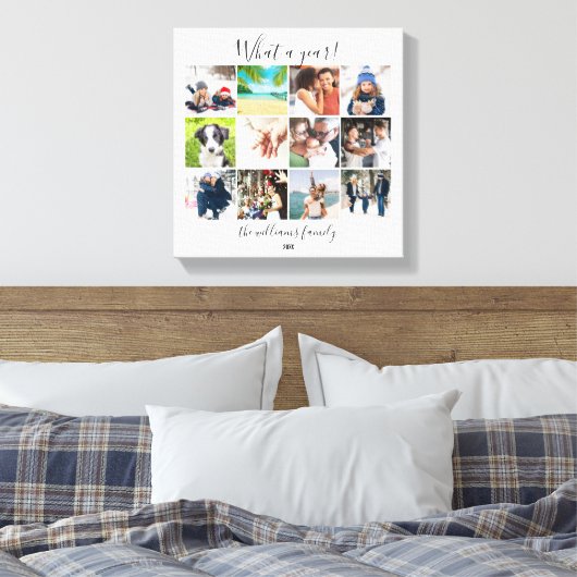 Modern Family 12 Fotocollage Wat een jaar Canvas Afdruk (Insitu (Slaapkamer))