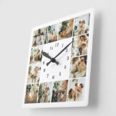 Modern Family 12 Fotocollage Witte Keepsake Vierkante Klok (Hoek)