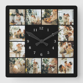 Modern Family 12 Fotocollage Zwart Keepsake Squa Vierkante Klok