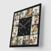 Modern Family 12 Fotocollage Zwart Keepsake Squa Vierkante Klok (Hoek)