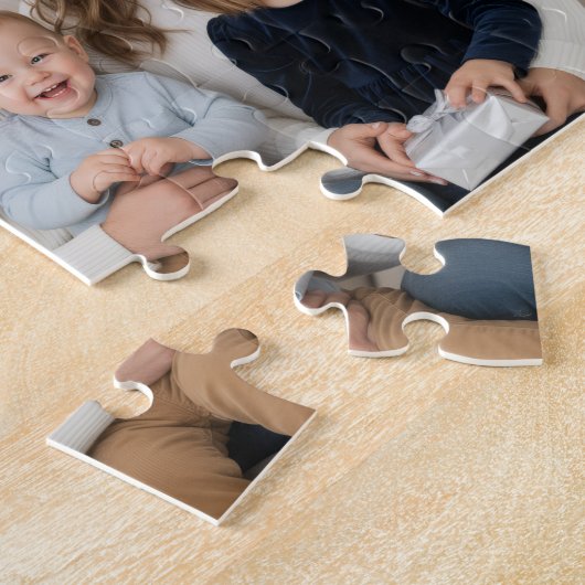 Modern FAMILY 16 Photo Collage Script Heart Legpuzzel (Zijkant)