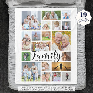 Modern FAMILY 19 Photo Collage Script Gepersonalis Fleece Deken