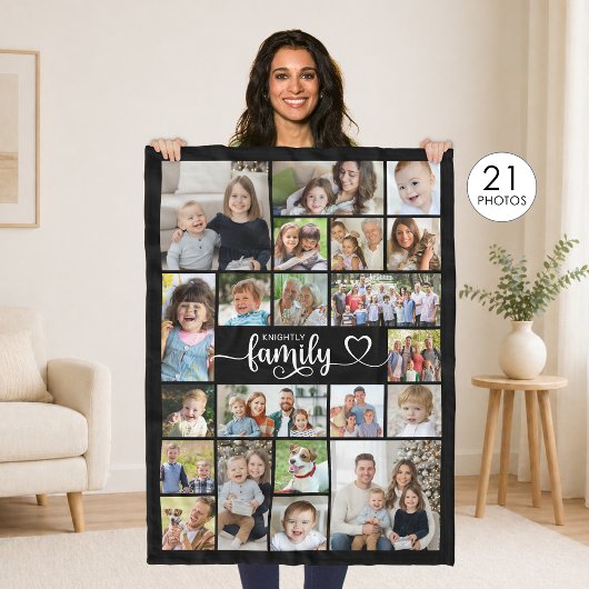 Modern Family 21 foto's script hart naam op maat Fleece Deken