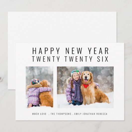 Modern Family 2 foto's 2026 Gelukkig Nieuwjaar Vak Feestdagenkaart (Voorkant / Achterkant)