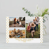 Modern Family 3 Foto Bloemmotief Kerstmis Folie Feestdagenkaart (Staand Voorkant)