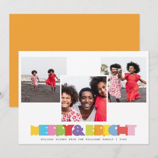 Modern Family 3 Fotocollage Vrolijk en Helder Feestdagenkaart (Voorkant / Achterkant)