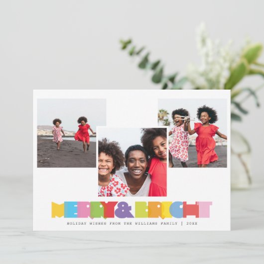 Modern Family 3 Fotocollage Vrolijk en Helder Feestdagenkaart (Staand voorkant)