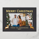 Modern Family 3 Photo Collage Elegant Christmas Folie Feestdagenkaart<br><div class="desc">Celebrate the season by showcasing your most precious family moments in this sophisticated multi-photo layout. This versatile design allows you to easily customize the text and photos to create a high-end personalized greeting for everyone on your list.</div>