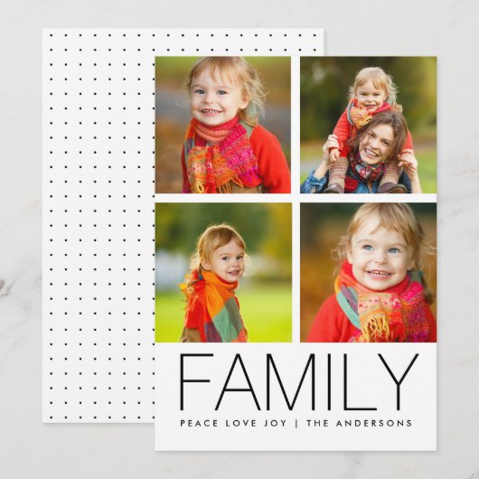 Modern Family 4 Photo Collage Vakantiefoto Feestdagenkaart (Voorkant / Achterkant)