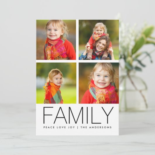 Modern Family 4 Photo Collage Vakantiefoto Feestdagenkaart (Staand voorkant)