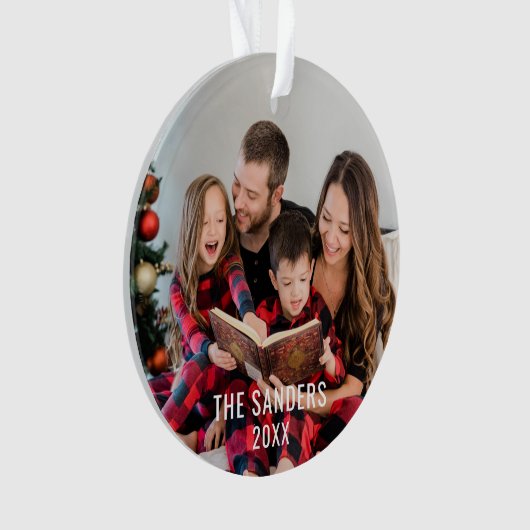 Modern Family Christmas Photo Script, merry  Ornament (voorkant)