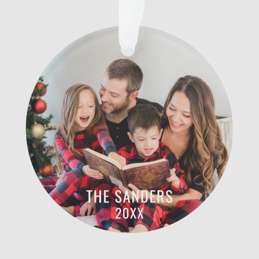 Modern Family Christmas Photo Script, merry  Ornament (voorkant)