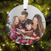 Modern Family Christmas Photo Script, merry  Ornament