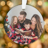 Modern Family Christmas Photo Script, merry  Ornament