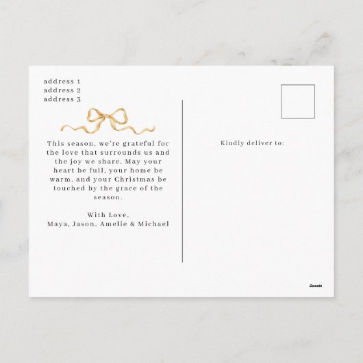 Modern Family Christmas Tree 3 Photo Collage Chic Feestdagenkaart (Achterkant)