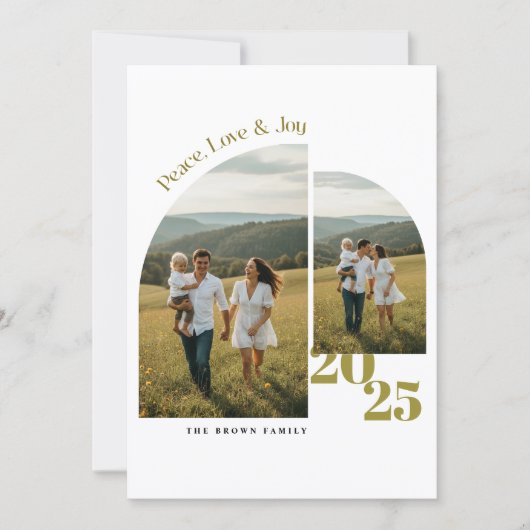  Modern Family Geometric Arch Photo Christmas Feestdagenkaart (Voorkant)