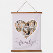 Modern FAMILY Heart Photo Collage Love Script Hangend Wandkleed (Voorkant)