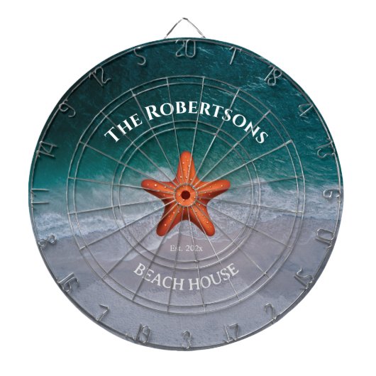 Modern Family Name Beach House  Dartbord (Voorkant)
