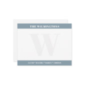 Modern Family Name Initial Ocean Green Stationery Notitiekaartje (Voorkant / Achterkant in situ)