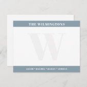 Modern Family Name Initial Ocean Green Stationery Notitiekaartje (Voorkant / Achterkant)