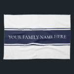 Modern Family Navy White Kitchen Theedoek<br><div class="desc">De moderne marine White Kitchen Hand Towel, ontworpen door, Life on Memory Lane. Wit met marine. Pas het met uw eigen tekst aan (alle kleuren en lettertypen kunnen ook door u worden aangepast met behulp van de gereedschappen die in het menu Aanpassen van Zazzle zijn meegeleverd. Uitstekend voor uw huis...</div>