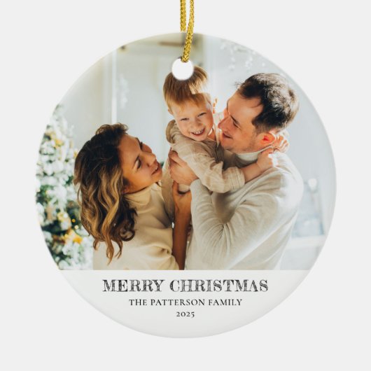 Modern Family Photo Christmas Keramisch Ornament (Voorkant)
