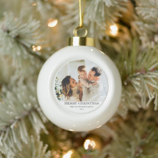 Modern Family Photo Christmas Keramische Bal Ornament (Boom)
