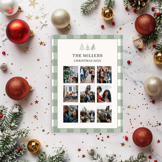 Modern Family Photo Collage Christmas Card Kaart