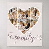Modern FAMILY Photo Collage Love Script Heart Poster (Voorkant)