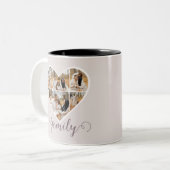 Modern FAMILY Photo Collage Love Script Heart Tweekleurige Koffiemok (Voorkant links)
