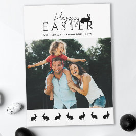 Modern Family Photo With Bunnies Stylish Easter Kaart