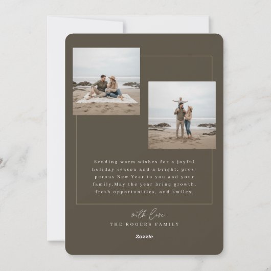 Modern Family Portrait Beach Photo Christmas Feestdagenkaart (Achterkant)