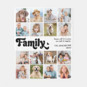 Modern FAMILY Retro Personalized 16 Photo Collage Fleece Deken (Voorkant)