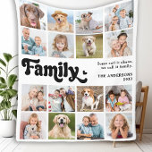 Modern FAMILY Retro Personalized 16 Photo Collage Fleece Deken