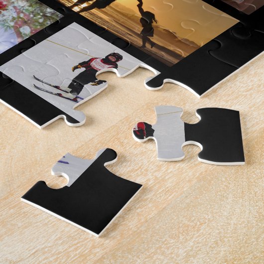 Modern FAMILY Scrip Photo Collage Name Black Legpuzzel (Zijkant)