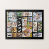 Modern FAMILY Scrip Photo Collage Name Black Legpuzzel (Horizontaal)