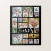 Modern FAMILY Scrip Photo Collage Name Black Legpuzzel (Verticaal)
